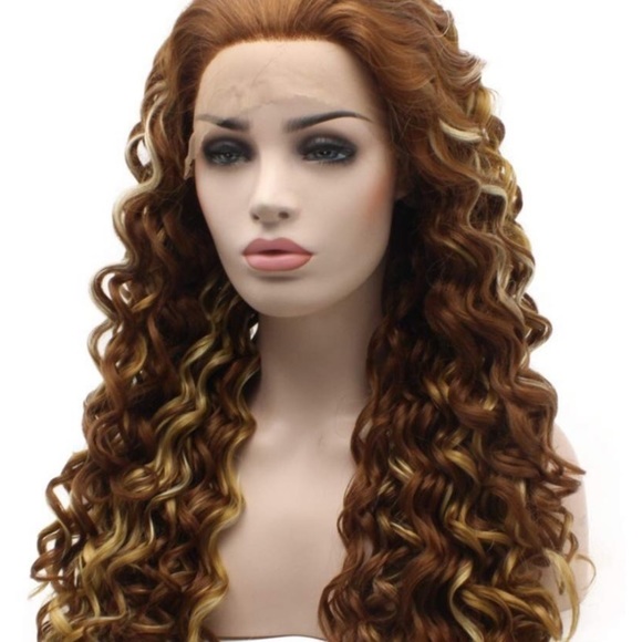 ? ?24” AUBURN HIGHLIGHTS CURLY LACE WIG ? *NWT* main image 4